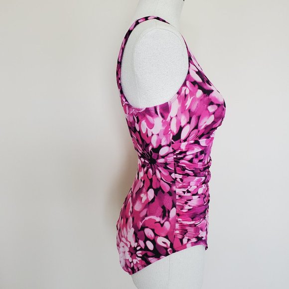 Miraclesuit One Piece Swimsuit Pink Floral Size 10 perfect condition Slimming - Picture 3 of 15